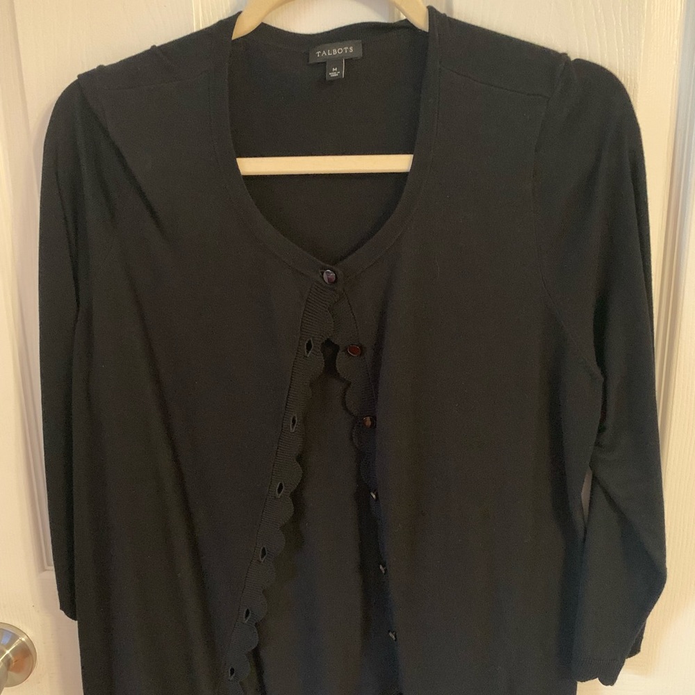 Talbots Black 3/4 sleeve cardigan Sz M